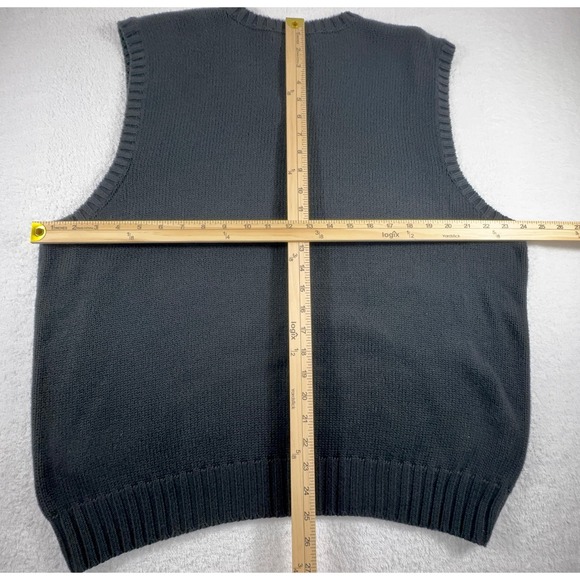 Vintage Polo Ralph Lauren Vest Men's XL Black Red Pony Knit Cotton Sweater VNeck - Picture 7 of 7